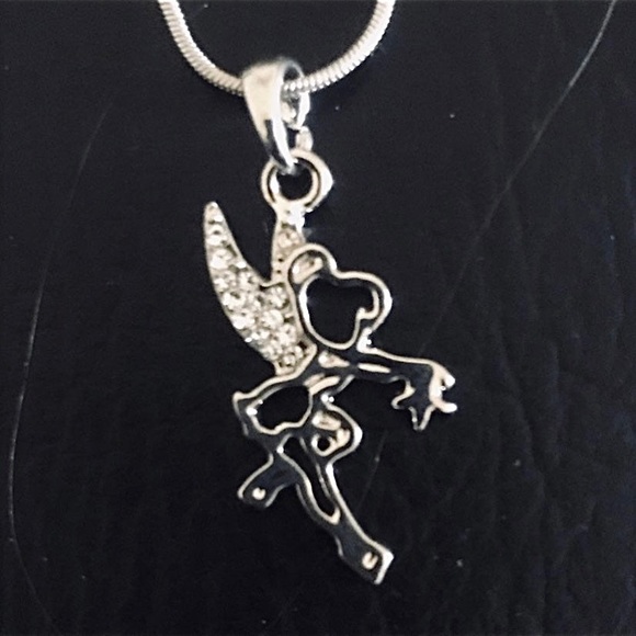 💗 Tinker bell Crystal Silver Necklace 16” NEW - Picture 2 of 3